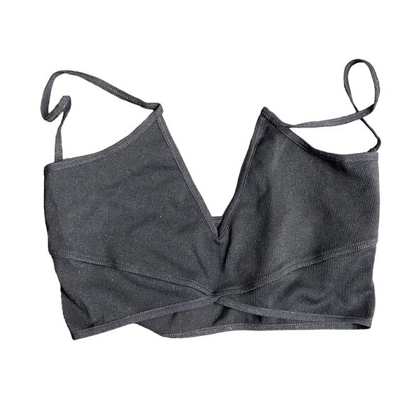 Intimately by Free People Other - NWOT Free People Intimately V-Neck Bralette Low Back Ribbed Knit Gray Womens M/L